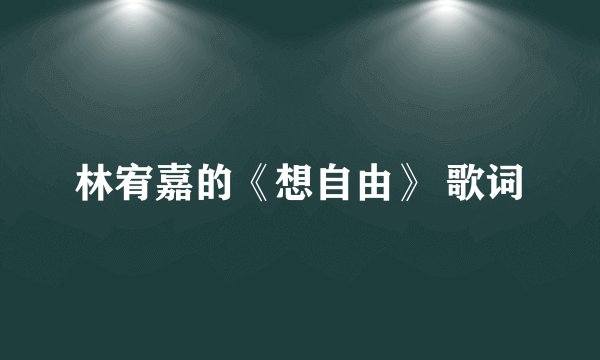 林宥嘉的《想自由》 歌词