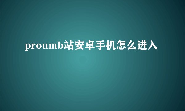 proumb站安卓手机怎么进入