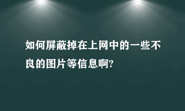 如何屏蔽掉在上网中的一些不良的图片等信息啊?