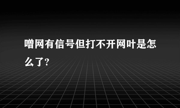 噌网有信号但打不开网叶是怎么了?