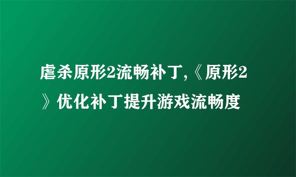 虐杀原形2流畅补丁,《原形2》优化补丁提升游戏流畅度