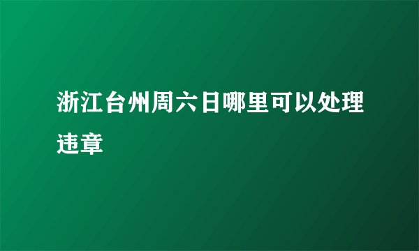 浙江台州周六日哪里可以处理违章
