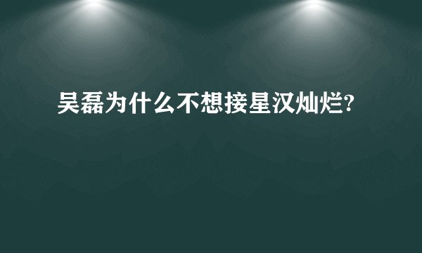 吴磊为什么不想接星汉灿烂?