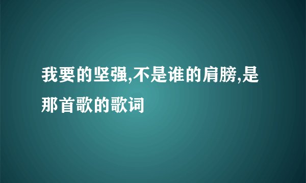 我要的坚强,不是谁的肩膀,是那首歌的歌词