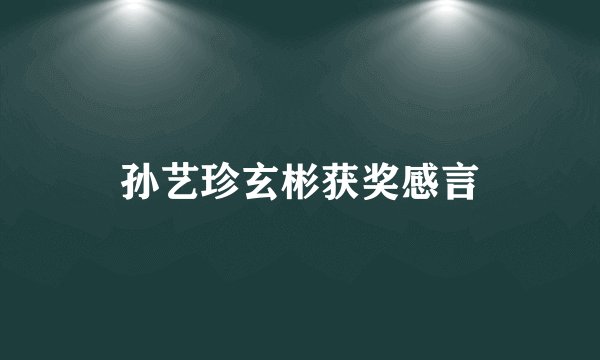 孙艺珍玄彬获奖感言