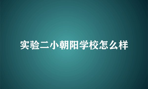 实验二小朝阳学校怎么样