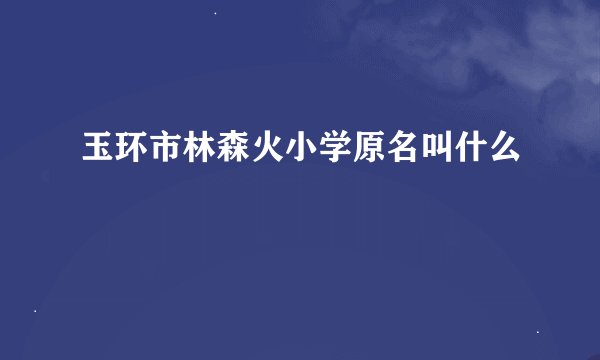 玉环市林森火小学原名叫什么