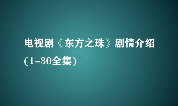 电视剧《东方之珠》剧情介绍(1-30全集)