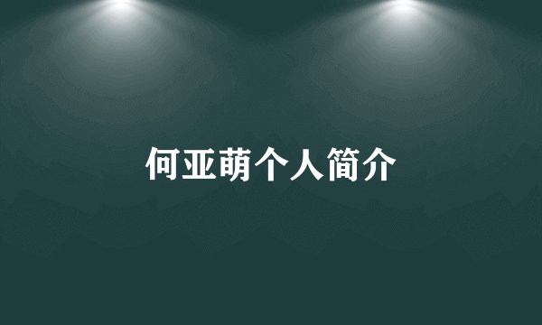 何亚萌个人简介