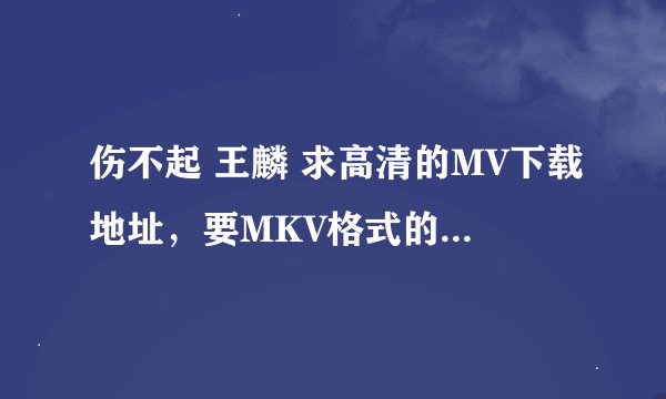 伤不起 王麟 求高清的MV下载地址，要MKV格式的，无水印