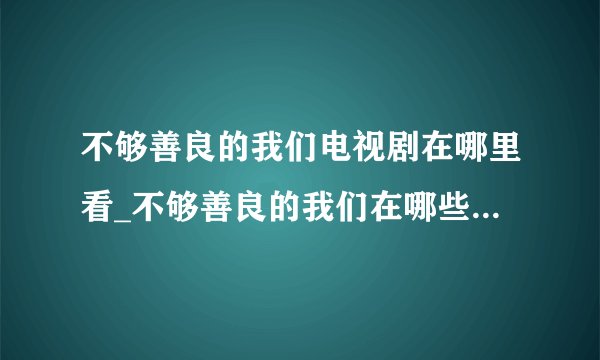 不够善良的我们电视剧在哪里看_不够善良的我们在哪些平台播放