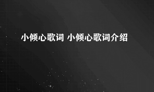 小倾心歌词 小倾心歌词介绍