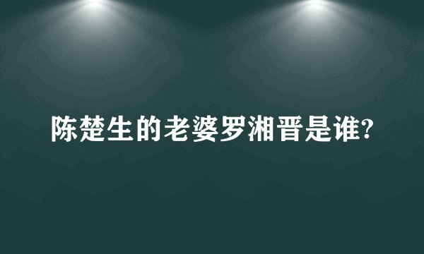 陈楚生的老婆罗湘晋是谁?