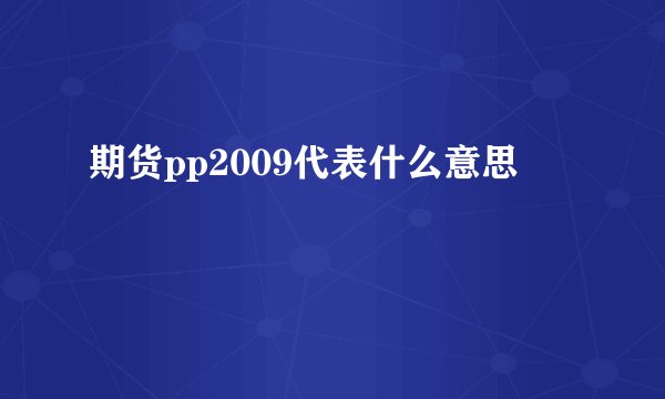 期货pp2009代表什么意思