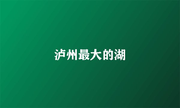 泸州最大的湖