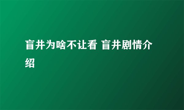 盲井为啥不让看 盲井剧情介绍