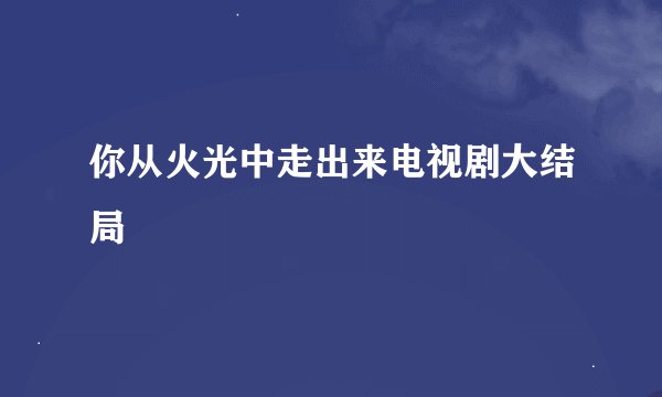 你从火光中走出来电视剧大结局