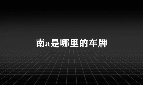 南a是哪里的车牌