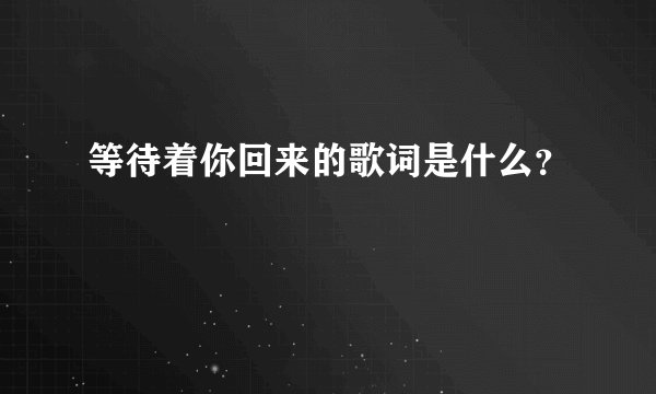 等待着你回来的歌词是什么？