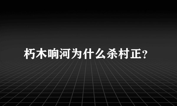 朽木响河为什么杀村正？