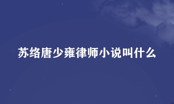 苏络唐少雍律师小说叫什么