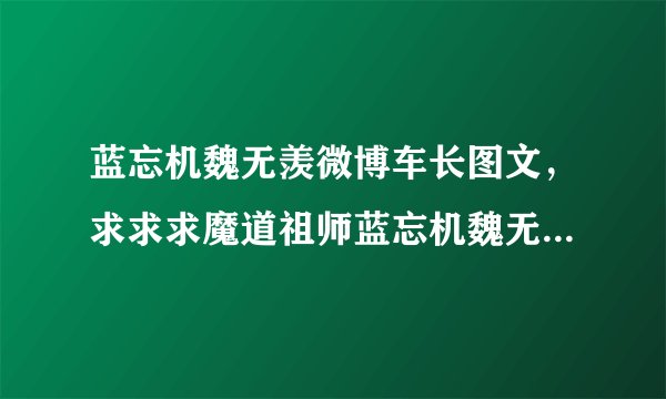 蓝忘机魏无羡微博车长图文，求求求魔道祖师蓝忘机魏无羡这张原图