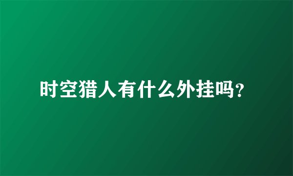 时空猎人有什么外挂吗？