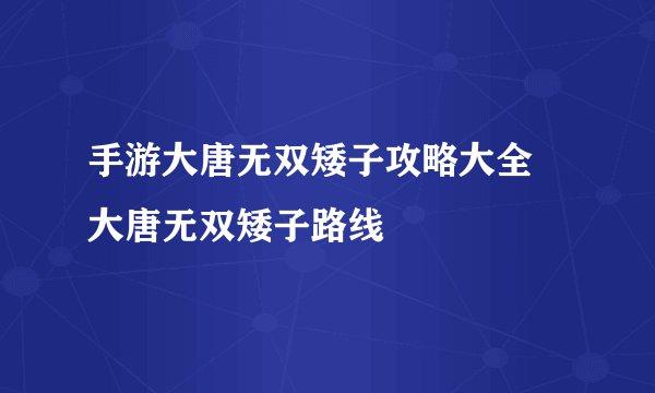 手游大唐无双矮子攻略大全 大唐无双矮子路线