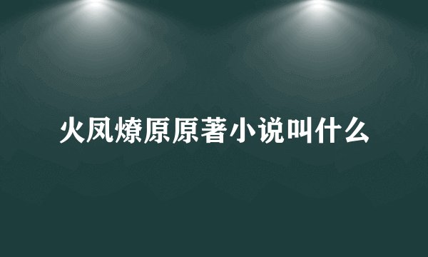 火凤燎原原著小说叫什么