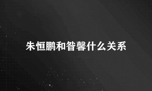 朱恒鹏和昝馨什么关系