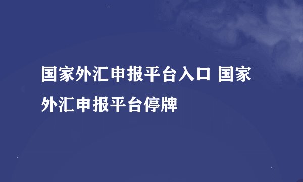 国家外汇申报平台入口 国家外汇申报平台停牌