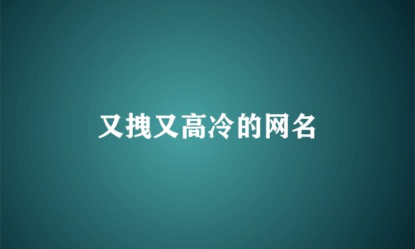 又拽又高冷的网名