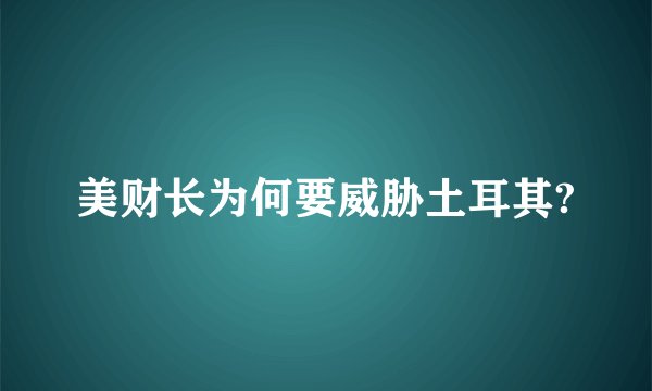 美财长为何要威胁土耳其?