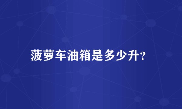 菠萝车油箱是多少升？