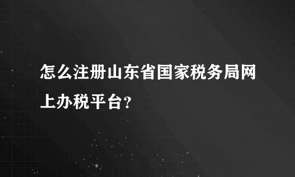 怎么注册山东省国家税务局网上办税平台？