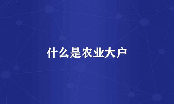 什么是农业大户