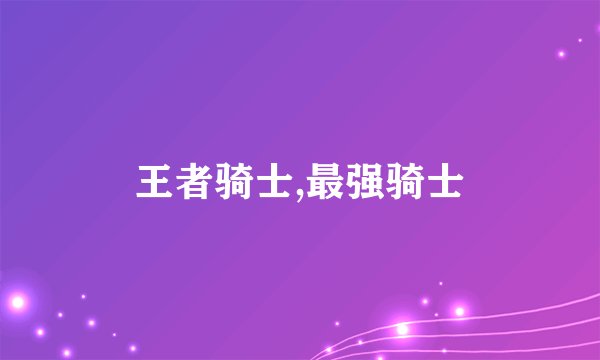 王者骑士,最强骑士