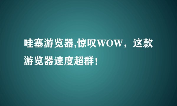 哇塞游览器,惊叹WOW，这款游览器速度超群！