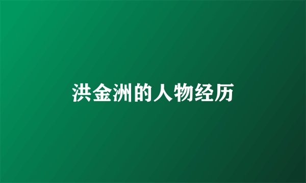 洪金洲的人物经历