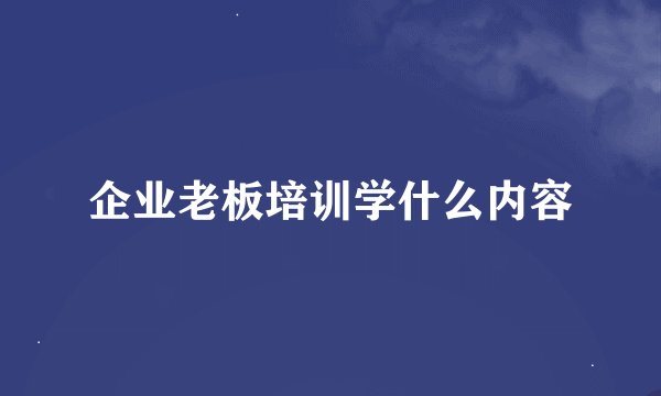企业老板培训学什么内容