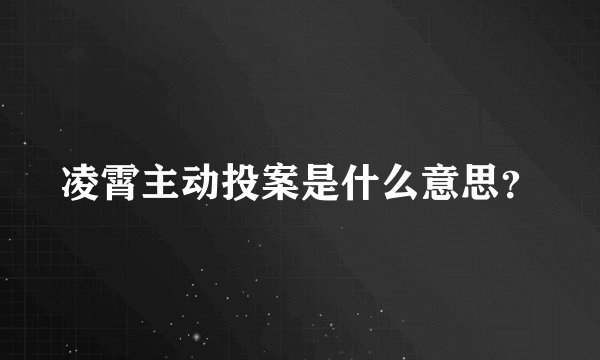 凌霄主动投案是什么意思?