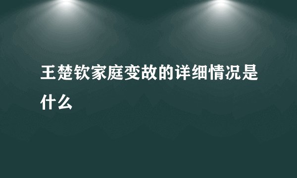 王楚钦家庭变故的详细情况是什么