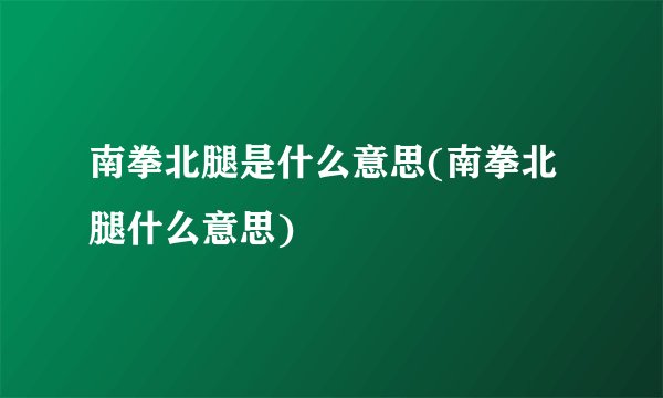 南拳北腿是什么意思(南拳北腿什么意思)