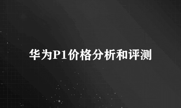 华为P1价格分析和评测