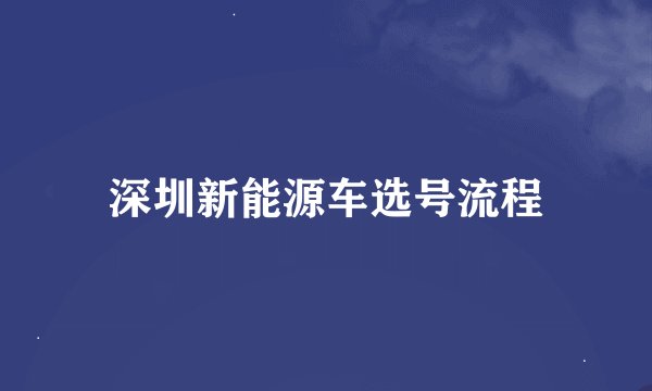 深圳新能源车选号流程