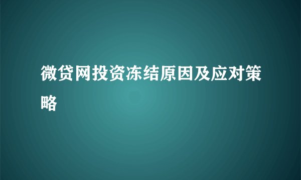 微贷网投资冻结原因及应对策略