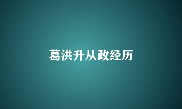 葛洪升从政经历