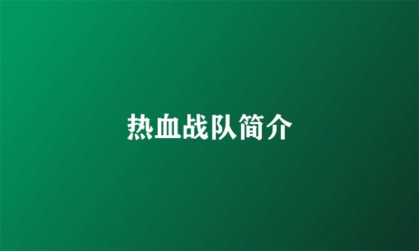 热血战队简介