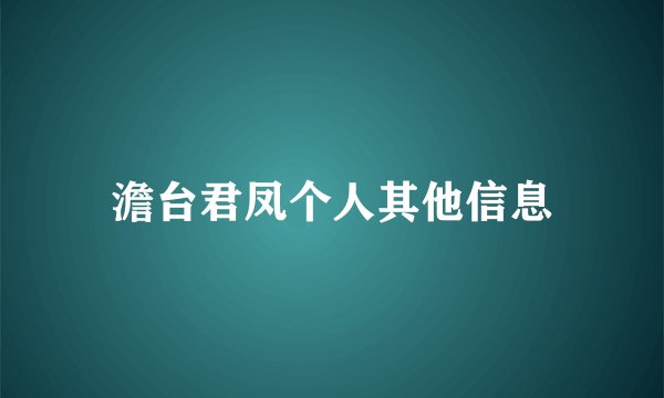 澹台君凤个人其他信息