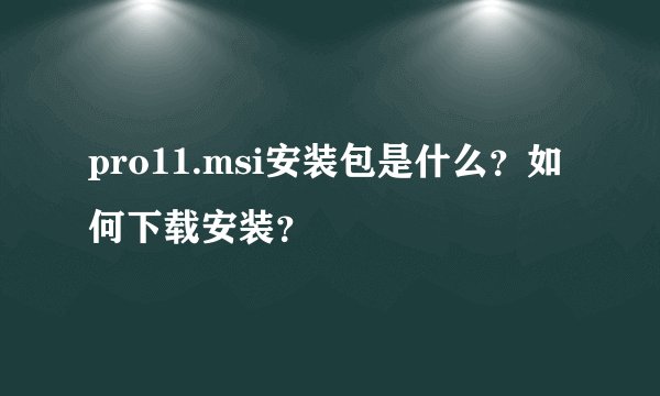 pro11.msi安装包是什么？如何下载安装？